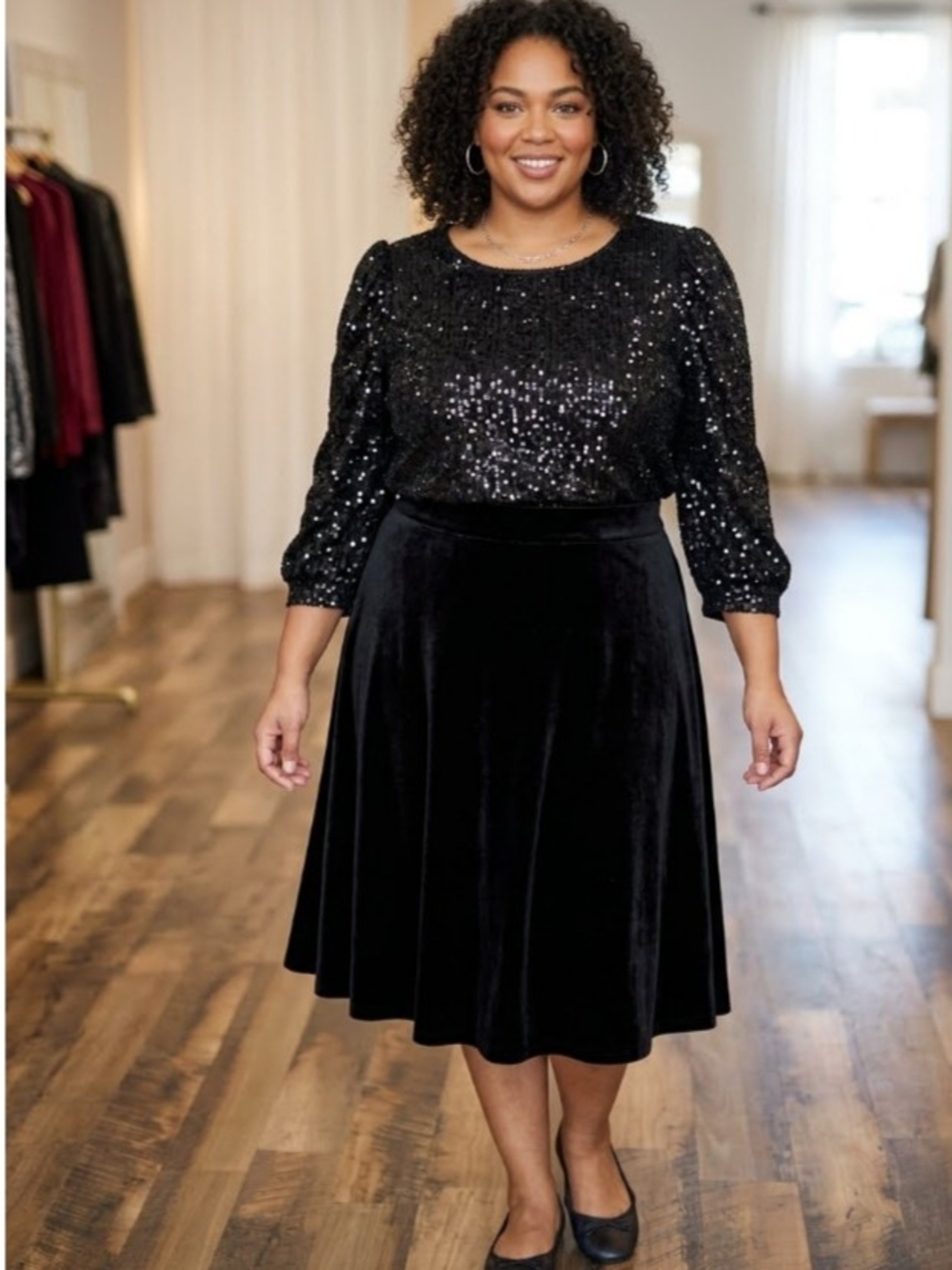 Cable And Gauge Black Women Sequin Top Nwt Size 3x